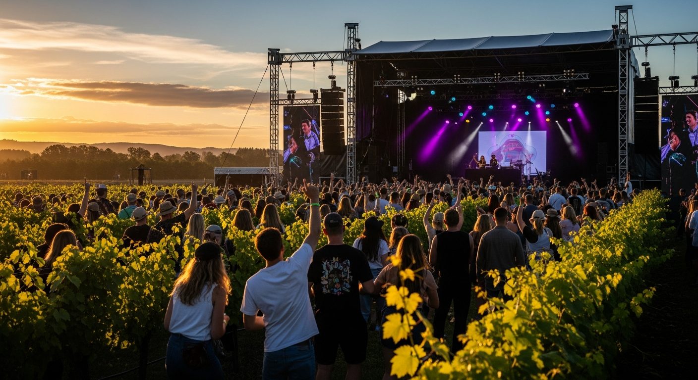 Festival goers at Gisborne vineyard event