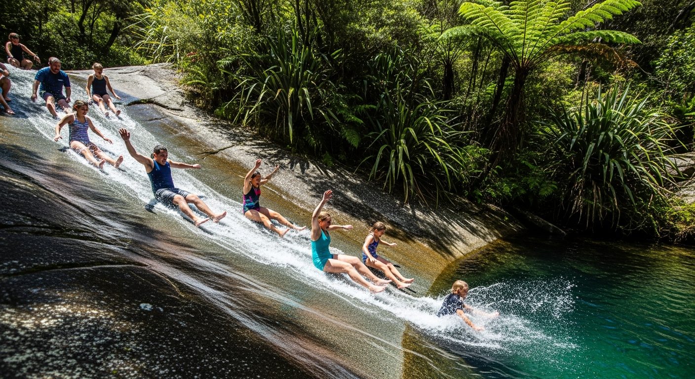 Rere Rockslide natural 60 metre waterslide near Gisborne