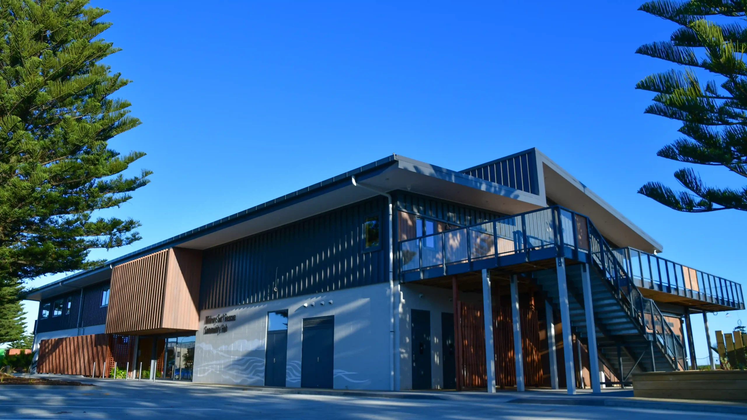 Midway Community Hub building exterior on Centennial Marine Drive Gisborne non-profit venue hire